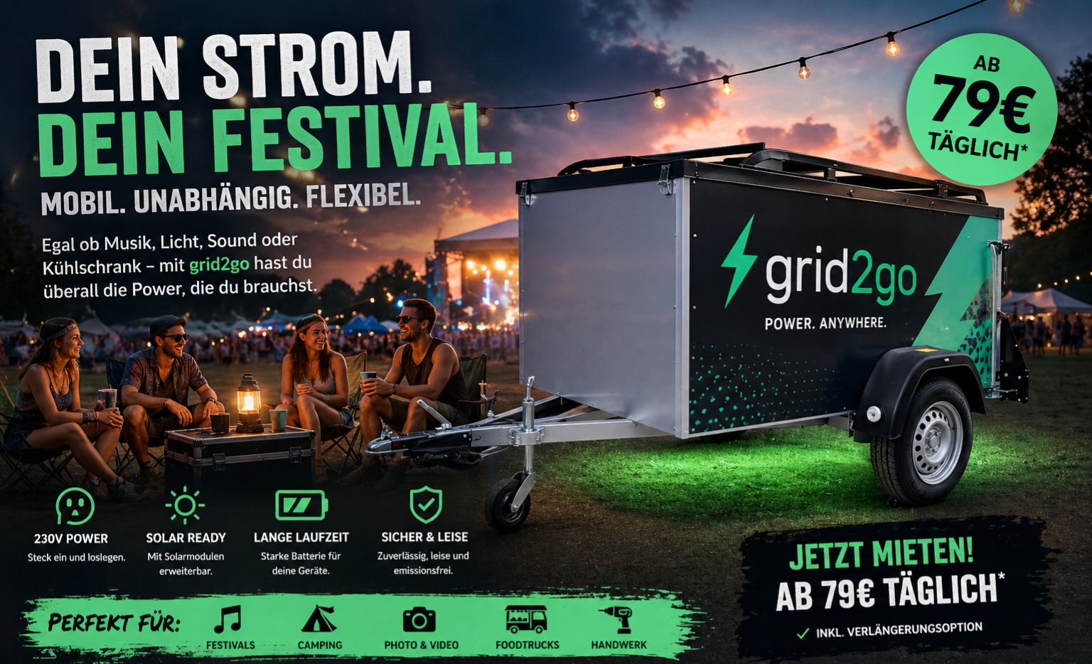 Camping und Festival Stromversorgung